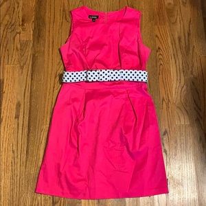 Pink dress with polka dot belt